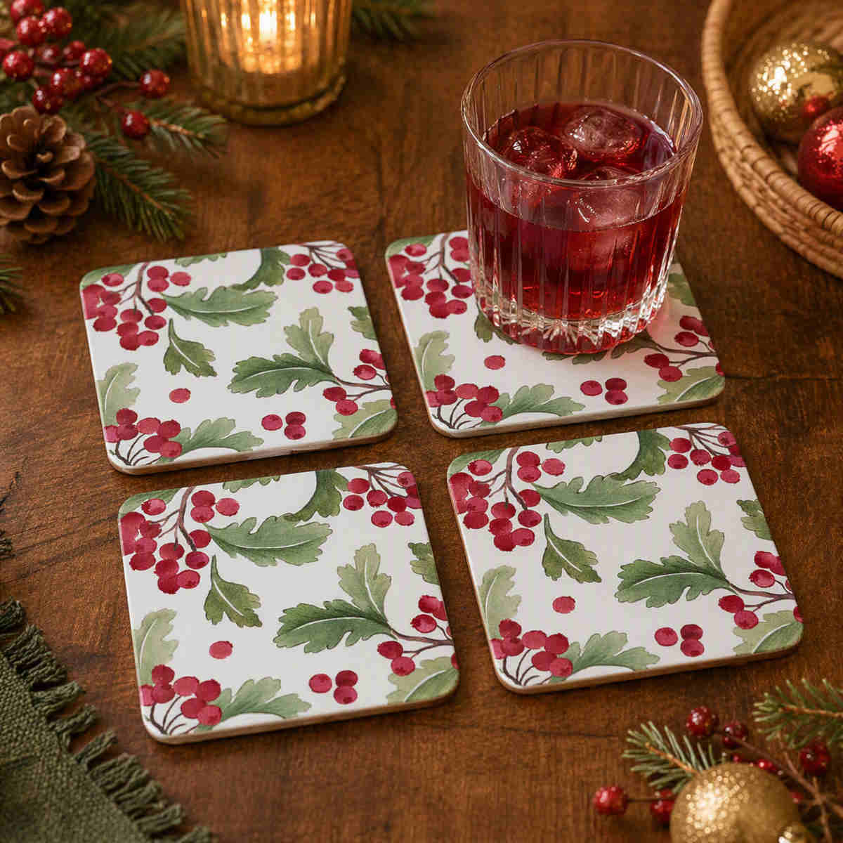 Madras Link  Evergreen Square Coaster (Set of 4) | Minimax