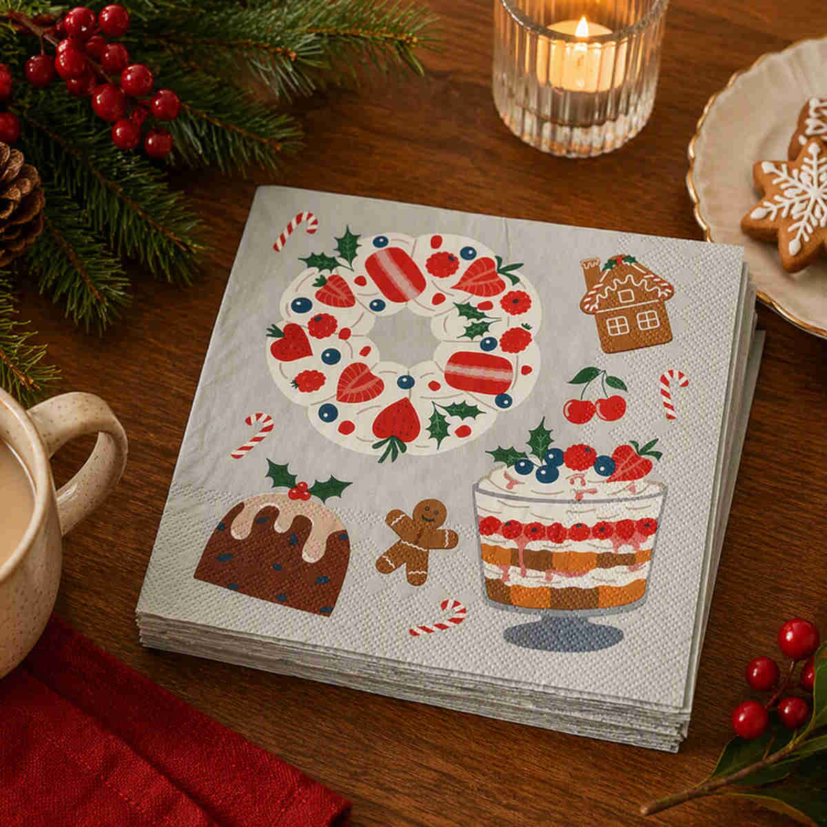 Gala Xmas Dessert Napkin 3 Ply 33cm (Pack of 20) | Minimax