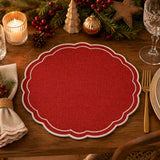 Madras Link Claudia Scalloped Round Placemat Red/White 33cm | Minimax