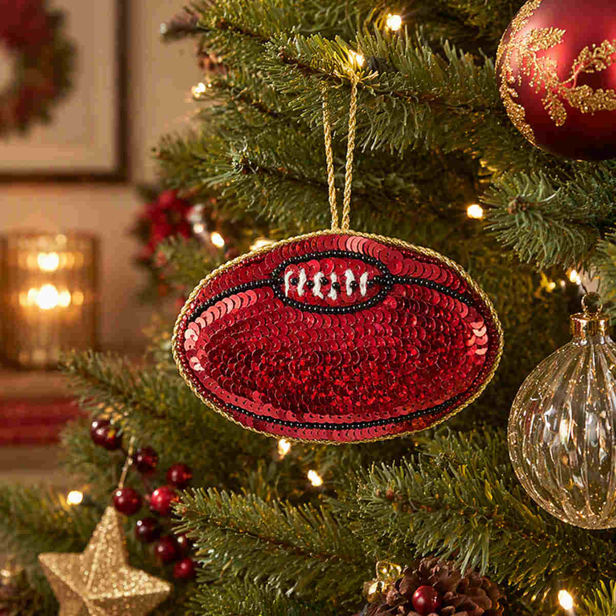 Vixen & Velvet Gilbert Sequin Rubgy Ball Decoration | Minimax