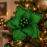 Pure Christmas Poinsettia Crust Edge Clip On Emerald