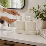 Elemental Sid Dispenser with Tray Ivory 24x19cm (Set of 2)  Minimax