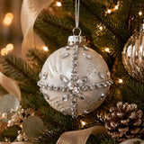 Pure Christmas Glass Bauble With Diamonte Cross White 8cm | Minimax