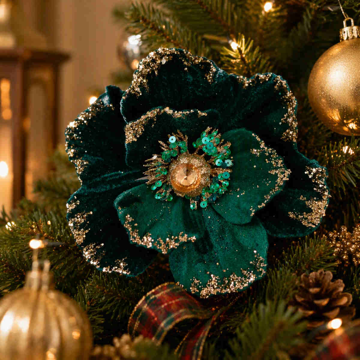 Pure Christmas Sheer Poly Magnolia Clip On Peacock