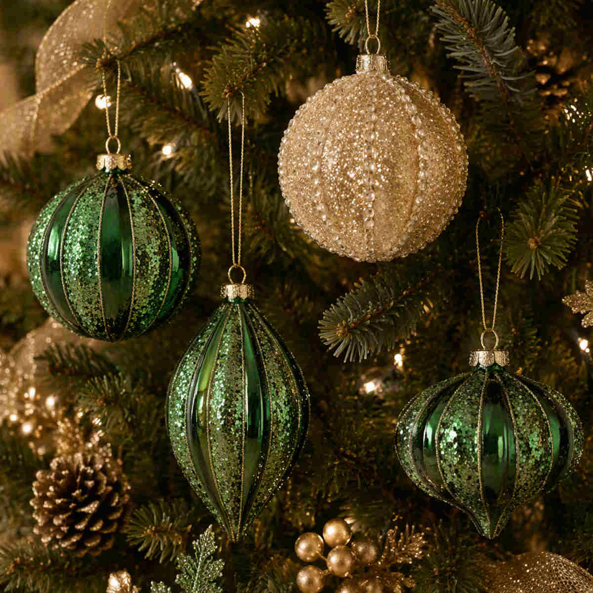 Festive Bauble Glass Green 3 Assorted 8cm (Price per item) | Minimax
