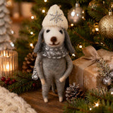 Pure Christmas Felt Dog In Hat Dec White/Silver | Minimax