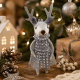 Pure Christmas Felt Deer Polkadot Dress White/Silver | Minimax