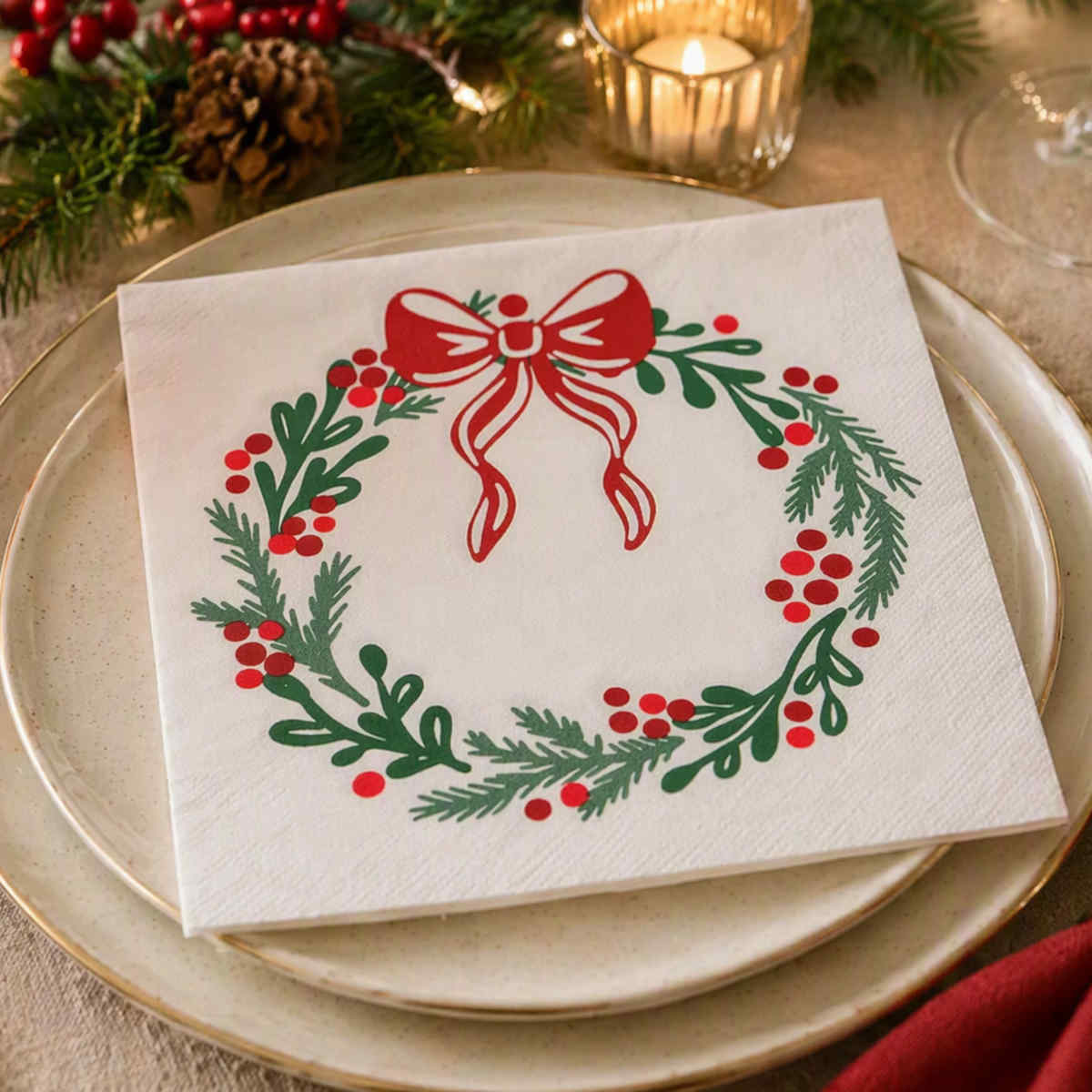 Gala Holly Napkin Red/Green 3 Ply 33cm (Pack of 20) | Minimax
