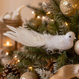 Pure Christmas Clip On Diamonte Bird White
