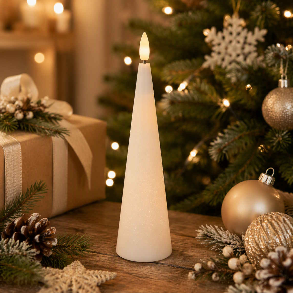 Pure Christmas LED Shimmer Touch Candle White Small 17cm | Minimax