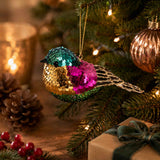 Pure Christmas Glitter Sequin Finch Green 16cm | Minimax