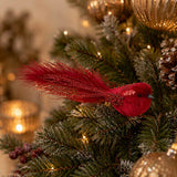 Pure Christmas Velvet Sequin Bird Clip Red