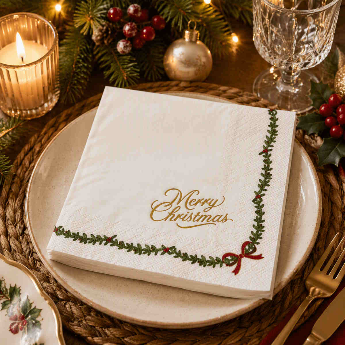 Gala Merry Xmas Napkin White 3 Ply 33cm (Pack of 20) | Minimax