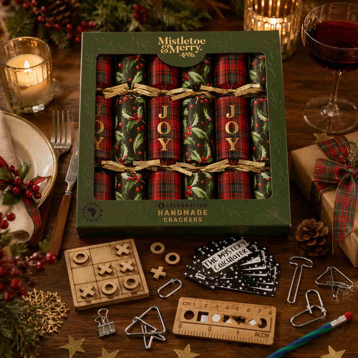 Mistletoe & Merry Celebration Tartan & Berries 30cm (Set of 6) | Minimax