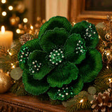 Pure Christmas Magnolia Beaded Petal Clip On Emerald | Minimax