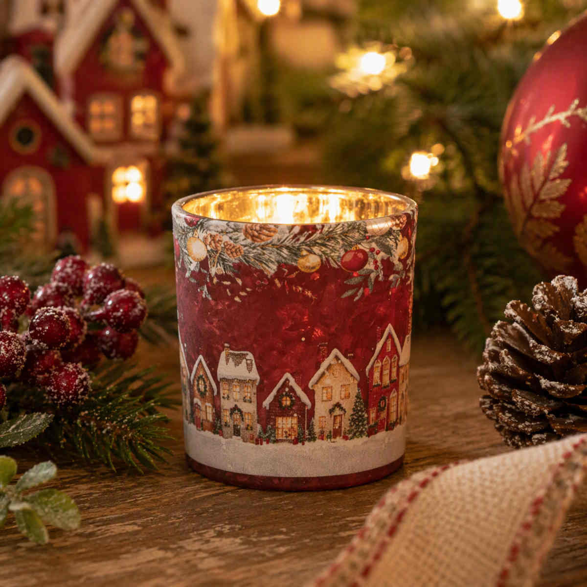 French Country Aurelia Noel Village Votive Small 7x8cm | Minimax