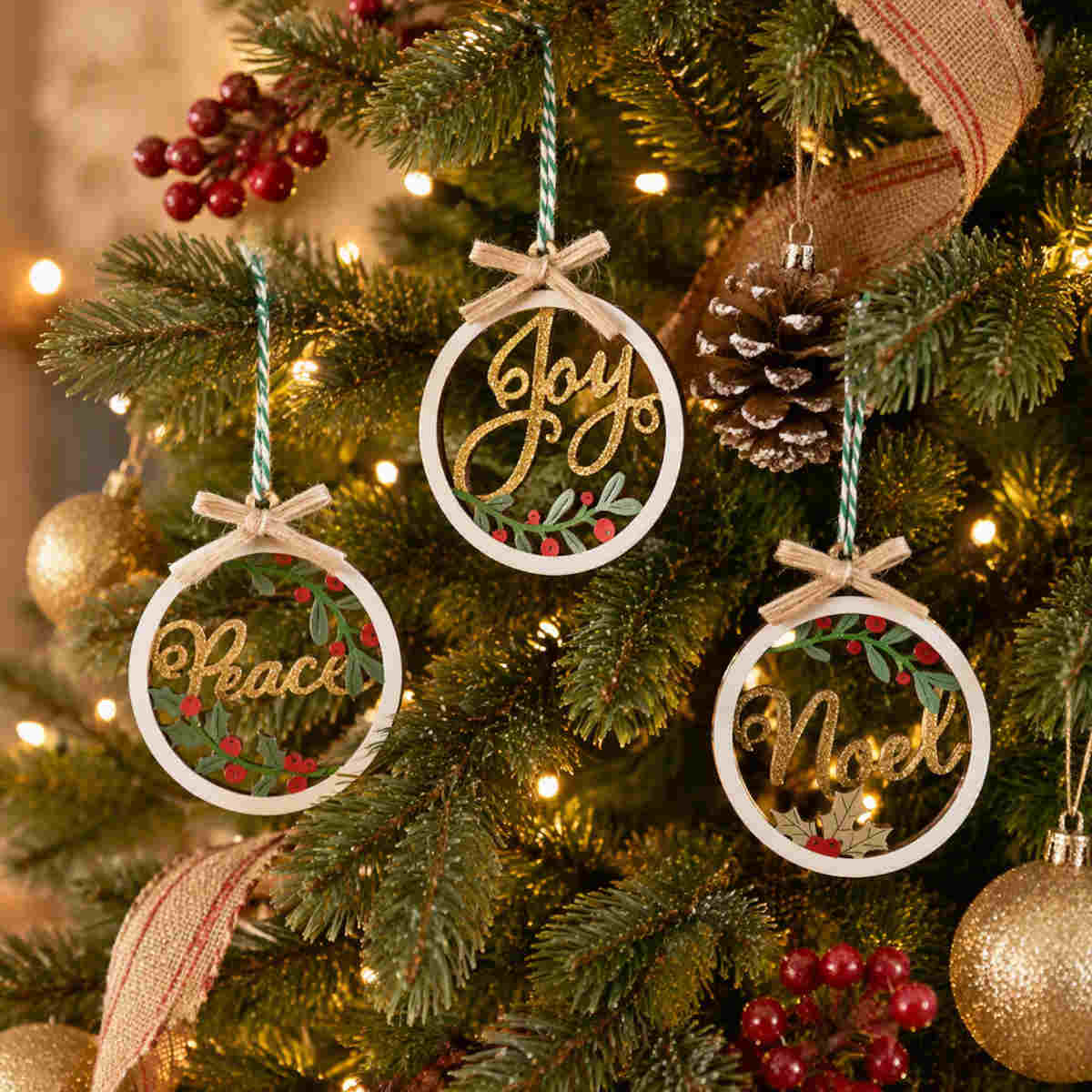 Gala Festive Orna Wood White/Gold 28x2x10cm (Set of 6) | Minimax