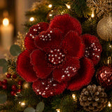 Pure Christmas Magnolia Beaded Petal Clip On Red | Minimax