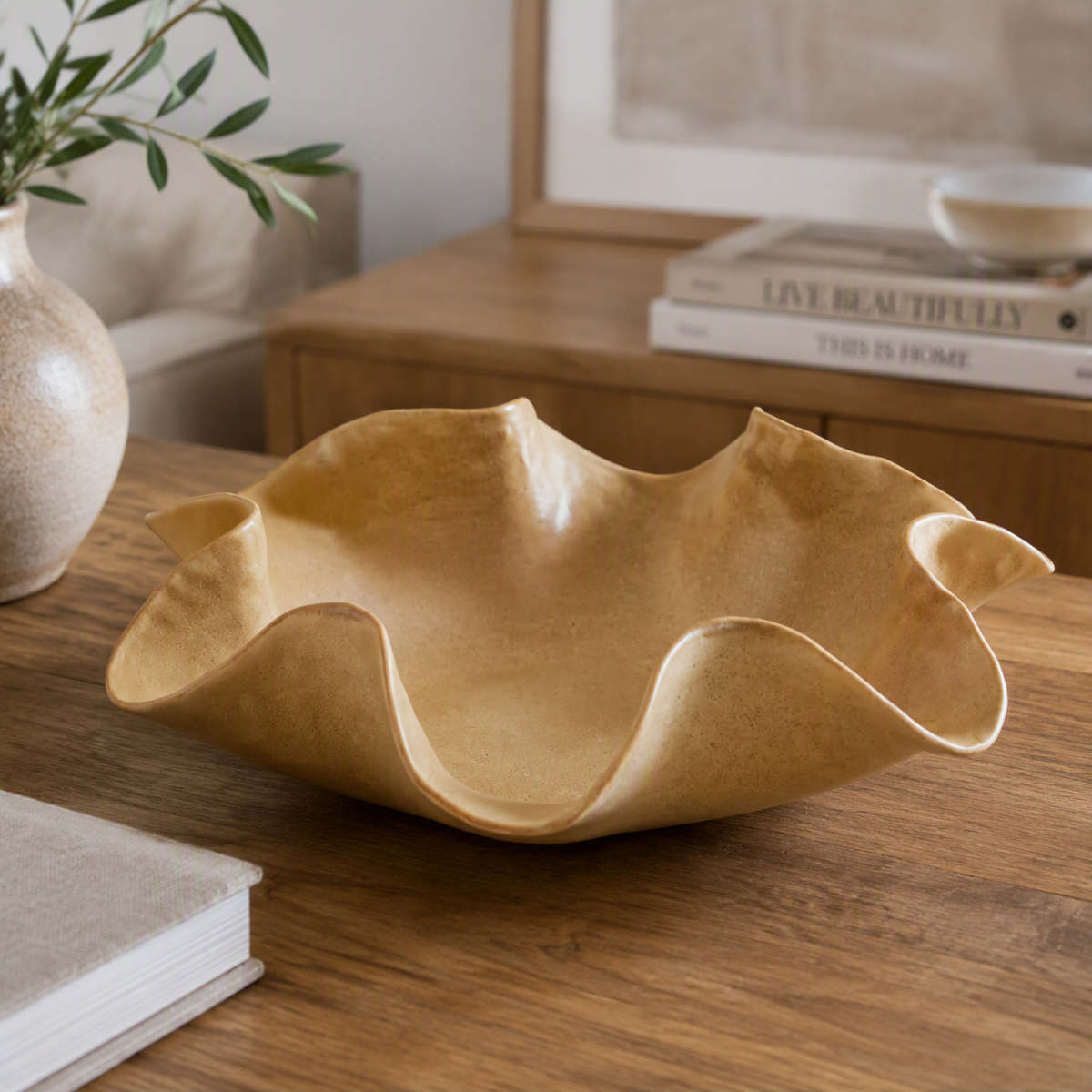 Coast to Coast Home Elena Ceramic Bowl Tan 24.5x6.5cm | Minimax