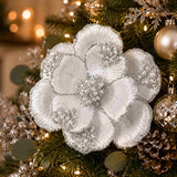 Pure Christmas Magnolia Beaded Petal Clip On Silver | Minimax