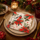 Gala Poinsettia Napkin Red/White 3Ply 33cm (Pack of 20) | Minimax