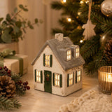 French Country Villa Tealight with Wreath Cream/Grey 13.5x10.5x17cm | Minimax