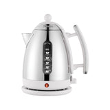Dualit Lite Kettle White 1.5L with polished stainless steel body, ergonomic handle, and water level indicator