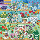 eeBoo Floral Cupboard Puzzle 1000 Piece featuring colourful floral jug and plate artwork