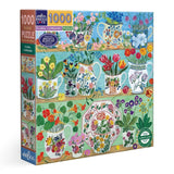 eeBoo Floral Cupboard Puzzle 1000 Piece featuring colourful floral jug and plate artwork