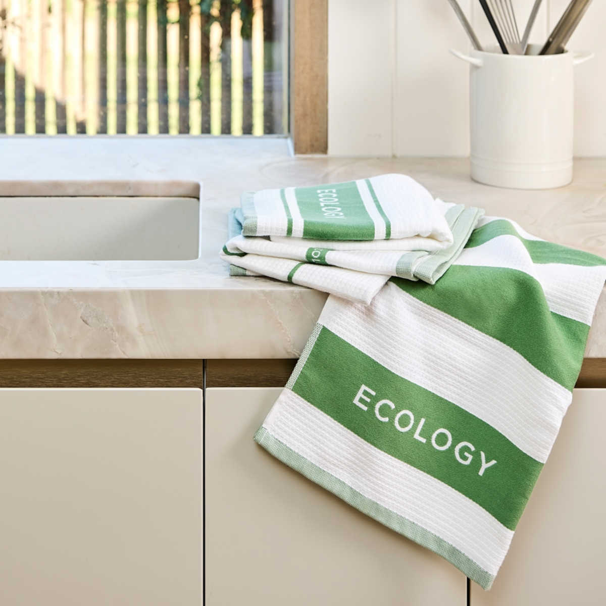 Ecology Fold Tea Towel Sage 50 x 75cm (Set of 4)