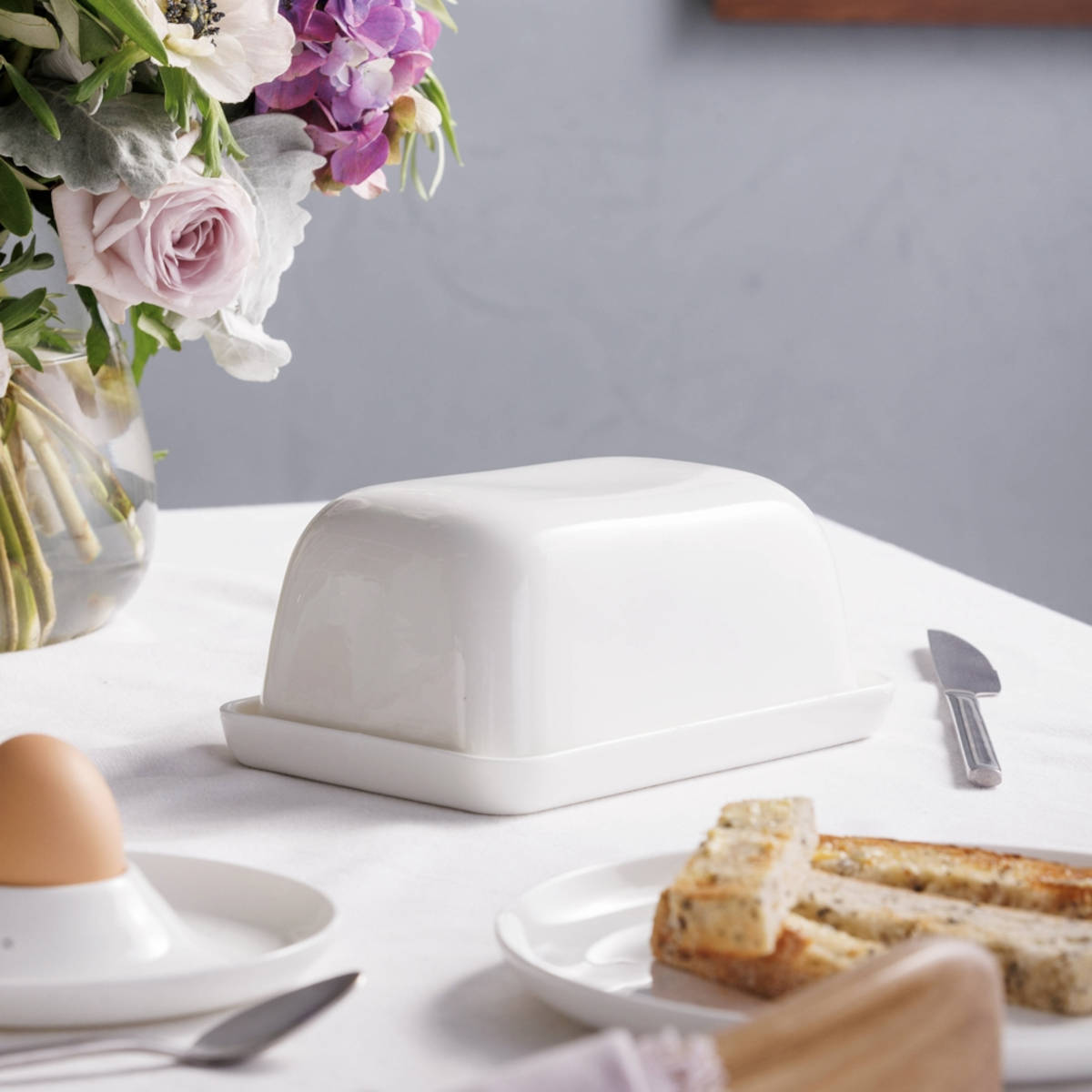 Ecology Canvas Butter Dish w/ Tray White 19 x 12.5cm | Minimax