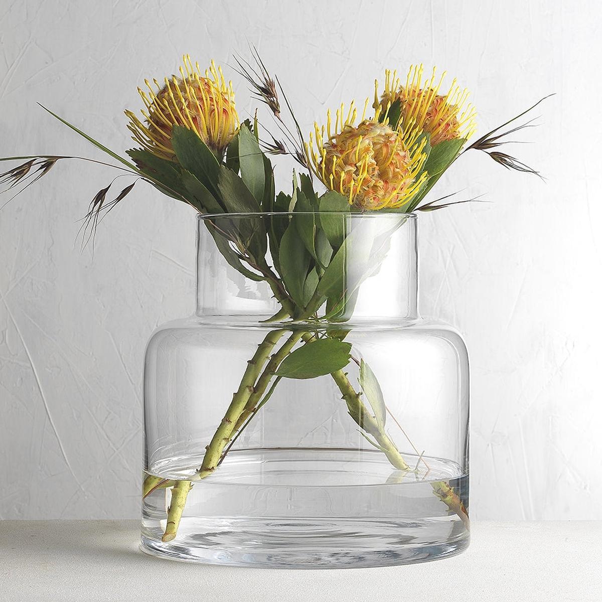 Ecology Fleur Delphine Clear Vase with Yellow Flower 25cm | Minimax