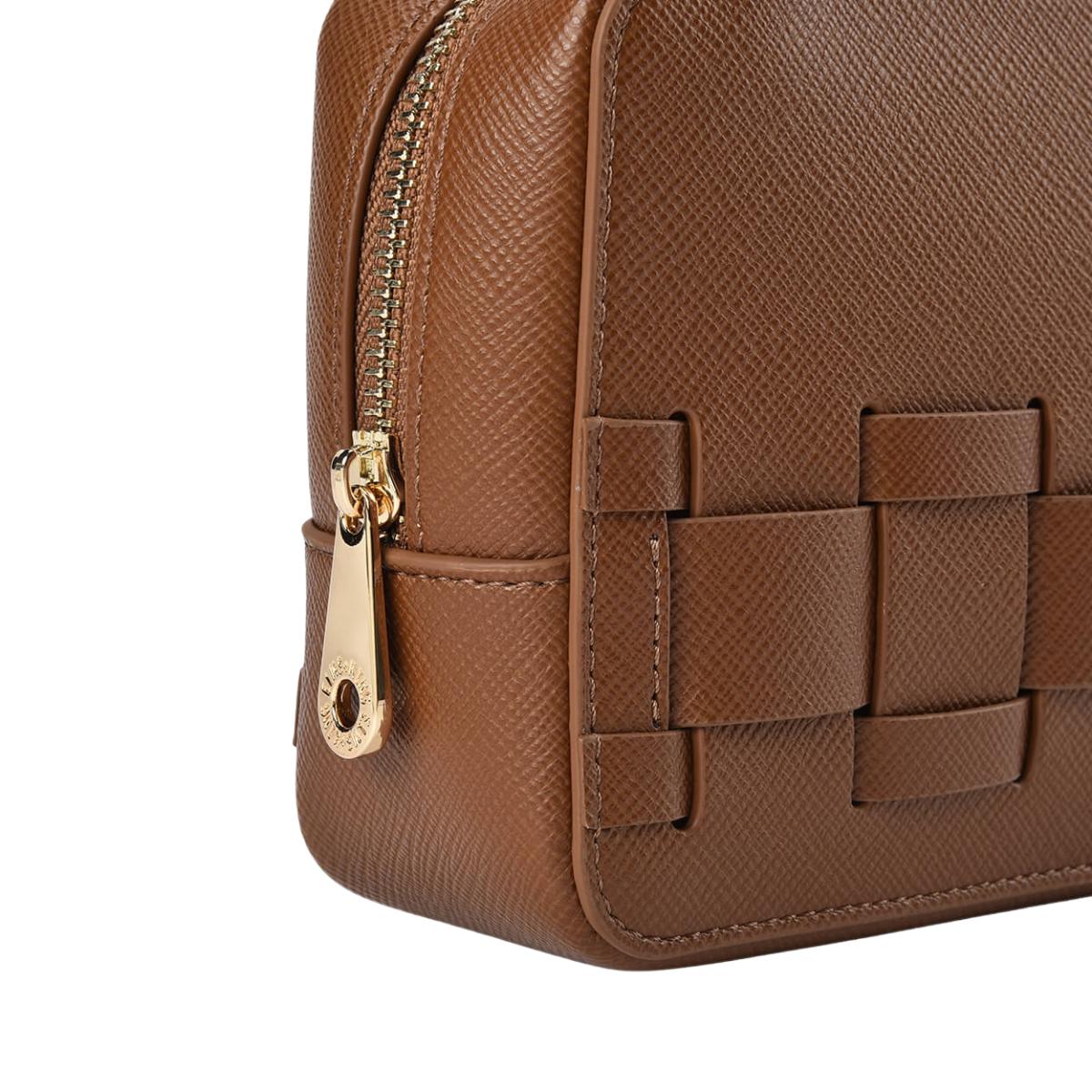 ELMS and KING London Weave Base Crossbody Tan Saffiano | Minimax
