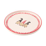 Papart Ceramics Noel Gnome Tokyo Plate 26cm - Decorative plate with playful Noel Gnome design and red striped border