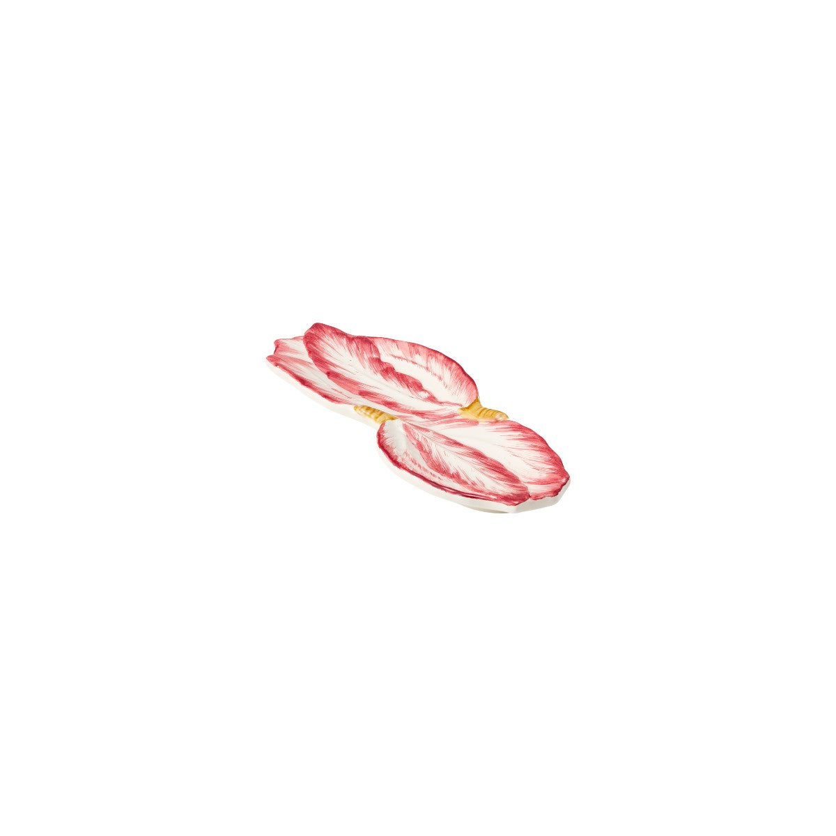 La Ceramica Radicchio Oval Spoon Rest Red 26x10cm with hand-painted radicchio leaf pattern on white ceramic