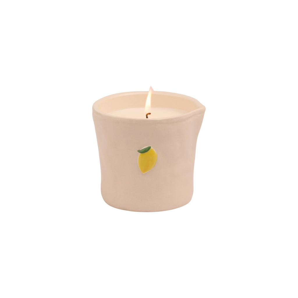Paddywax Bistro Meyer Lemon Ceramic Candle 226g with lemon-decorated jar beside matching box