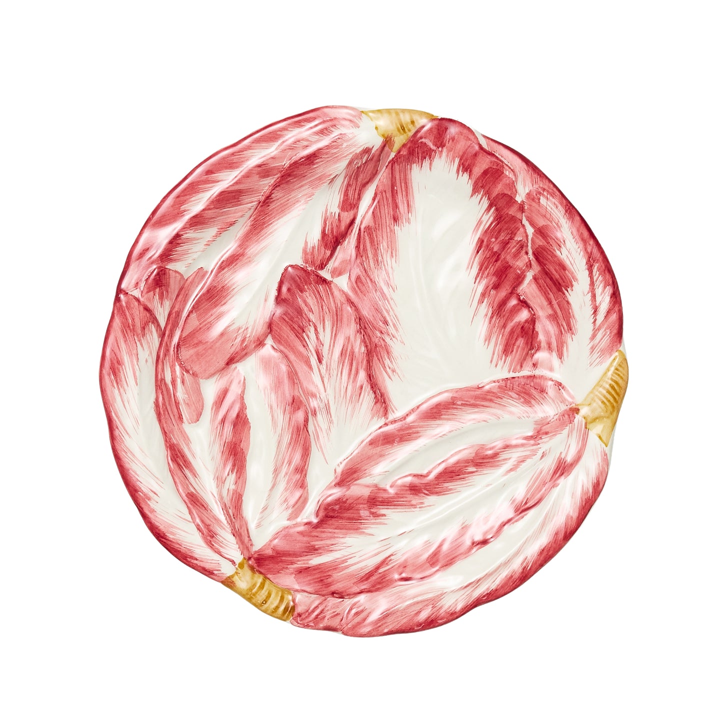 La Ceramica Radicchio Salad Round Plate Red 21cm with hand-painted radicchio leaf design on white ceramic