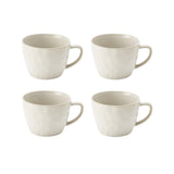 Set of four Ecology Marie Mugs Wheat 410ml in soft beige ceramic on white background