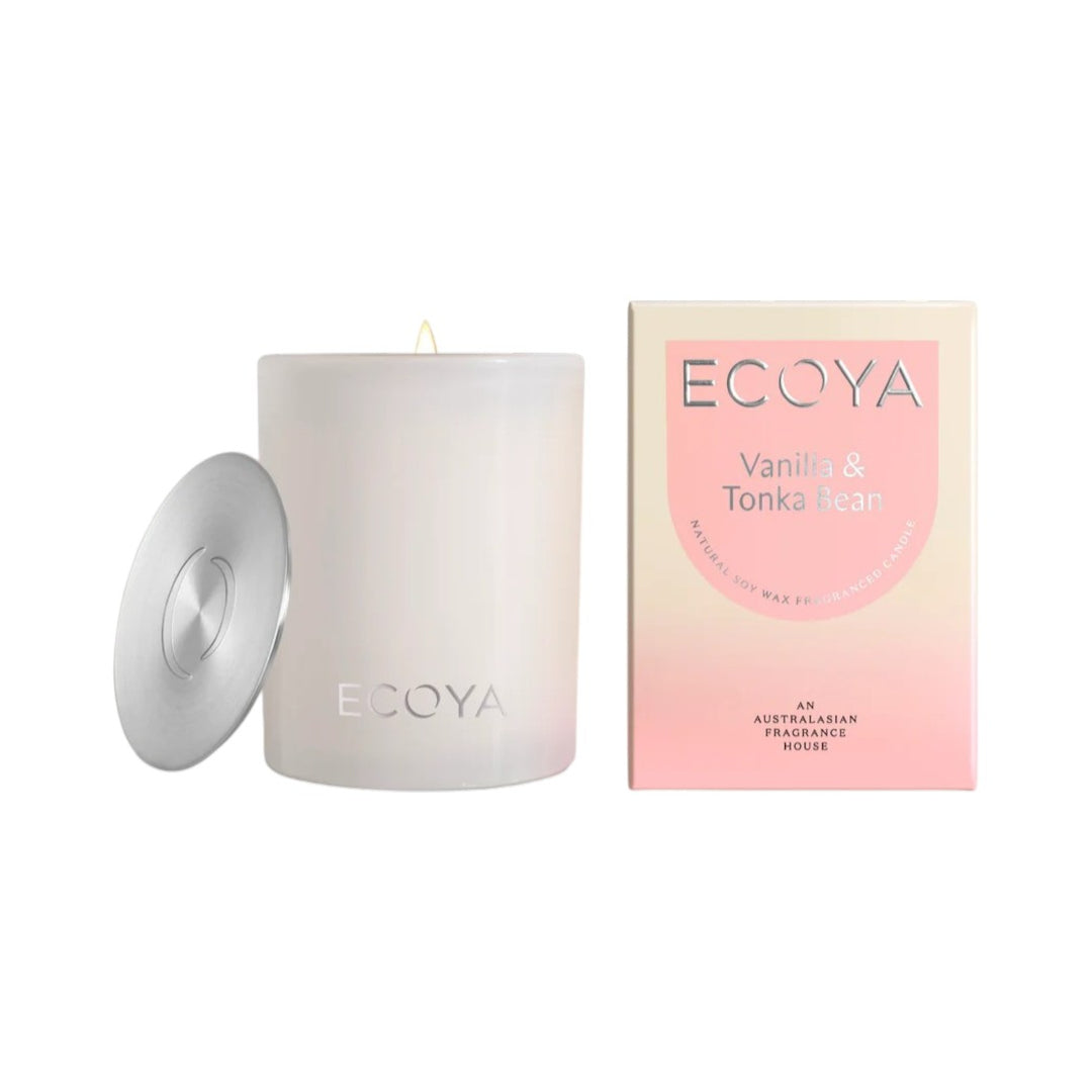 Ecoya Madison Vanilla & Tonka Bean 400g soy candle luxury scented candle with glass jar and lid