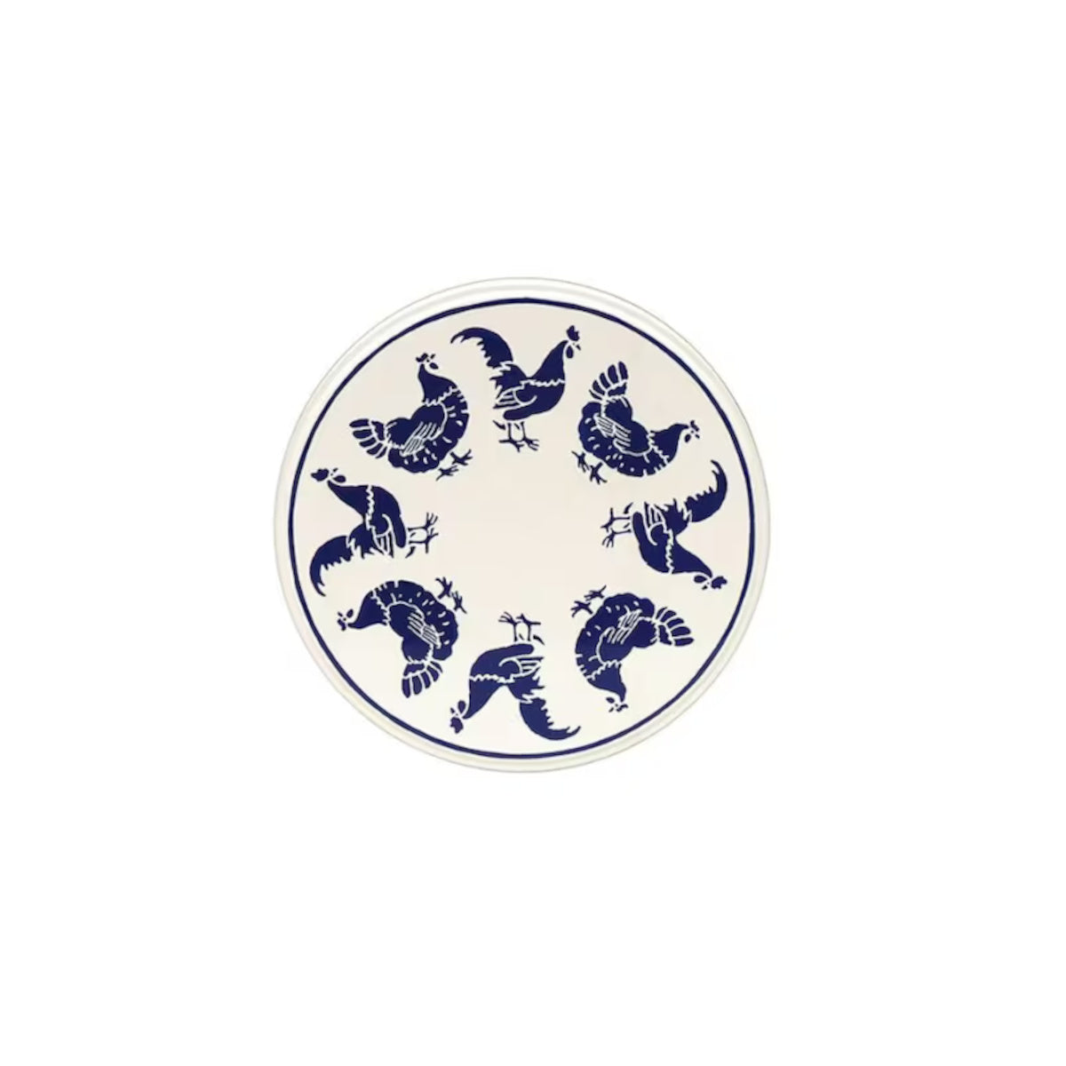 Emma Bridgewater Hen Round Tin Blue Small with illustrated chicken design on blue lid