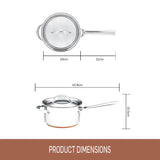 Essteele Per Vita Copper Base Stainless Steel Induction Covered Saucepan 20cm (3.4L) | Minimax