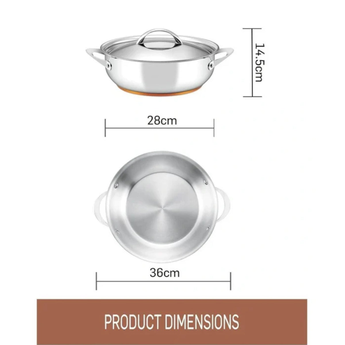 Essteele Per Vita Copper Base Stainless Steel Induction Covered Sauteuse 28cm (5.2L) | Minimax