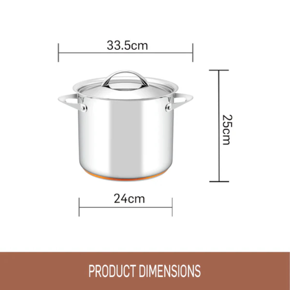 Essteele Per Vita Copper Base Stainless Steel Induction Covered Stockpot 24cm (9L) | Minimax