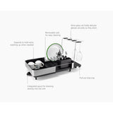 Joseph Joseph Extend™ Steel Plus Expandable Black Dish Drainer with Wine Glass Rack | Minimax