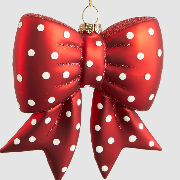 Florabelle Spotty Bow Glass Tree Decoration 10cm