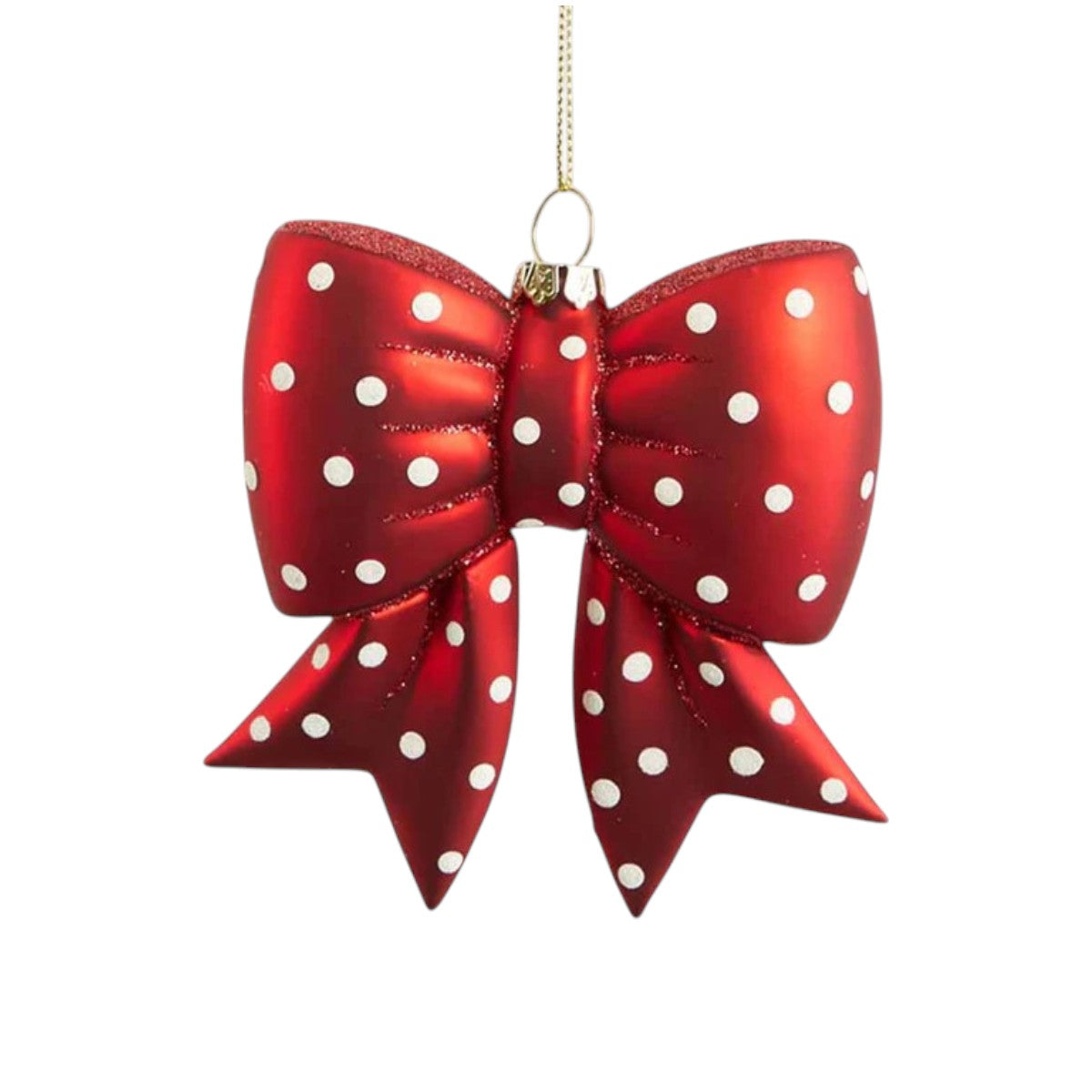 Florabelle Spotty Bow Glass Tree Decoration 10cm