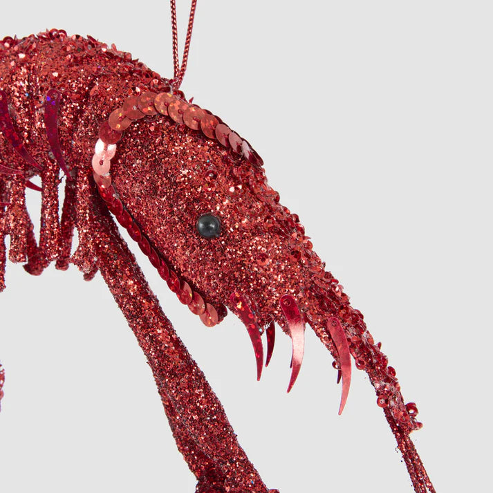 Florabelle Lester Glitter Prawn Ornament Red 19cm