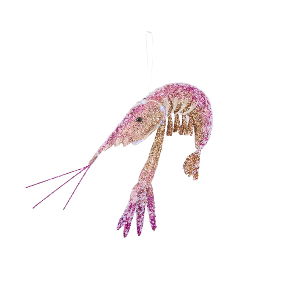 Florabelle Lester Glitter Prawn Ornament Pink Orange Ombre 19cm