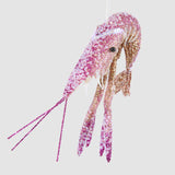 Florabelle Lester Glitter Prawn Ornament Pink Orange Ombre 19cm