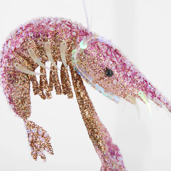 Florabelle Lester Glitter Prawn Ornament Pink Orange Ombre 19cm